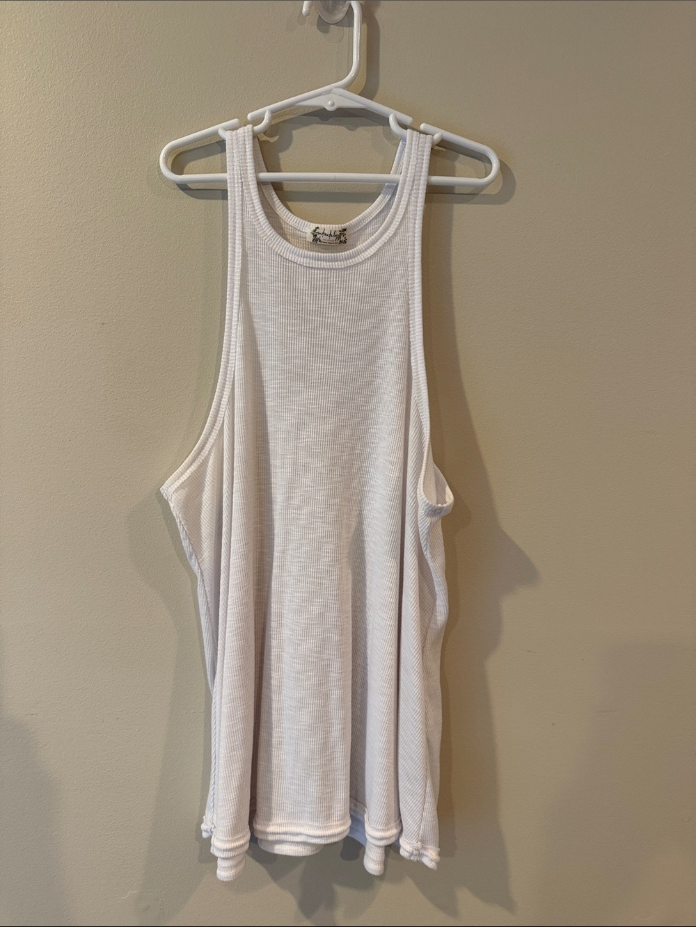 Free People Ribbed High-Neck White Swing Tank Top